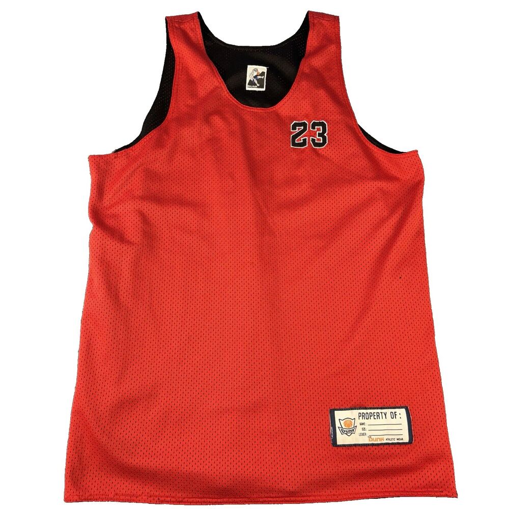 The Dunk Athletic Wear Reversible Mesh Basketball Practice Jersey Red Black #23